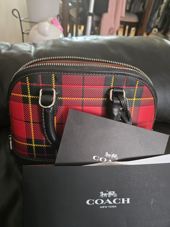 Coach Handbags - Coach Red, Black and Yellow Plaid Satchel